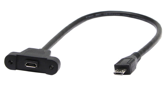 zdyCGTime 30cm Panel Mount Cable, Micro USB Male to Female, Ear Screw Install Data Extension, Sync Charging and Transferring