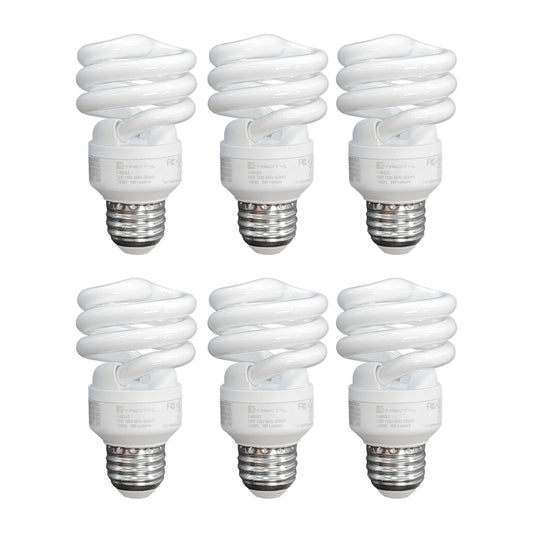 Xtricity Compact Fluorescent Light Bulbs T2 Spiral, E26 Base (6 Pack)