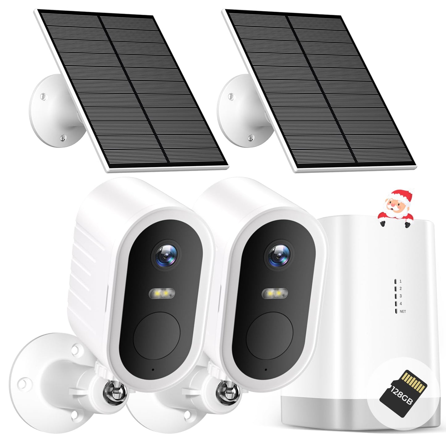 Security Cameras Wireless Outdoor No Subscription,5G/2.4G WiFi 4MP Solar Cameras for Home Security 2Cam-Kit,180-Day Powered,128GB Local Storage,Color