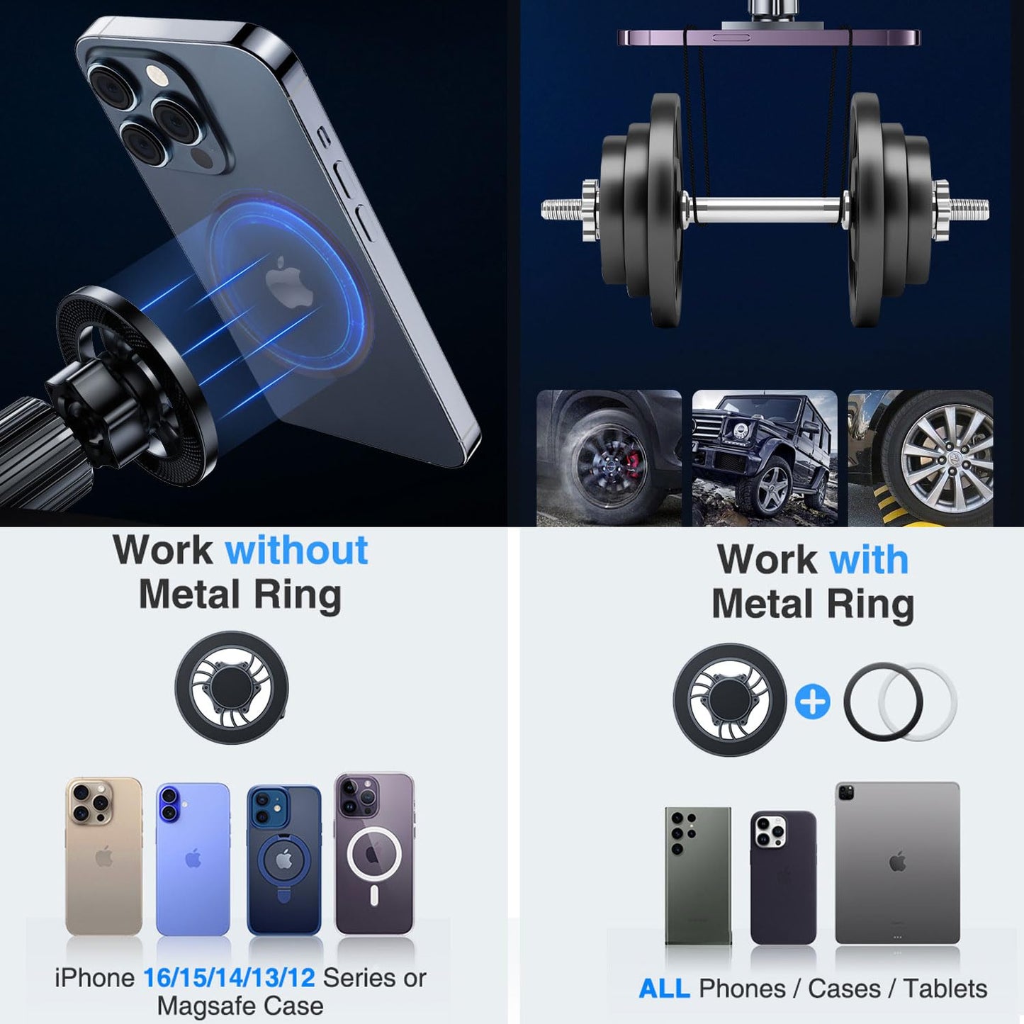 for MagSafe Car Mount [Windshield + Vent + Dashboard] 2-in-1 Magnetic Phone Holder for Car, Ultra-Strong Magnetism 360° Rotation, Fits for iPhone 17