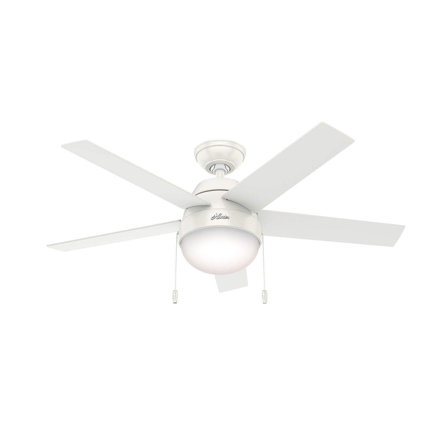 Hunter Fan 46 inch Contemporary Low Profile Ceiling Fan with Light Kit in Fresh White (Renewed)
