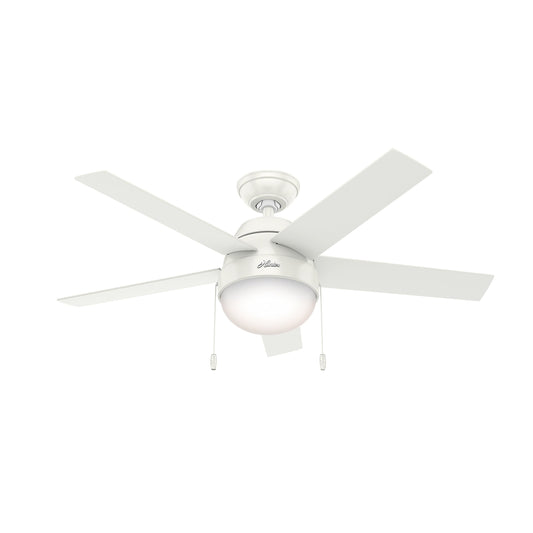 Hunter Fan 46 inch Contemporary Low Profile Ceiling Fan with Light Kit in Fresh White (Renewed)