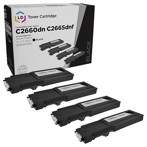 LD Products Compatible Toner Cartridge Replacement for Dell 593-BBBU Extra High Yield (Black, 4-Pack Set) for use in Dell Color Laser C2660dn & Color
