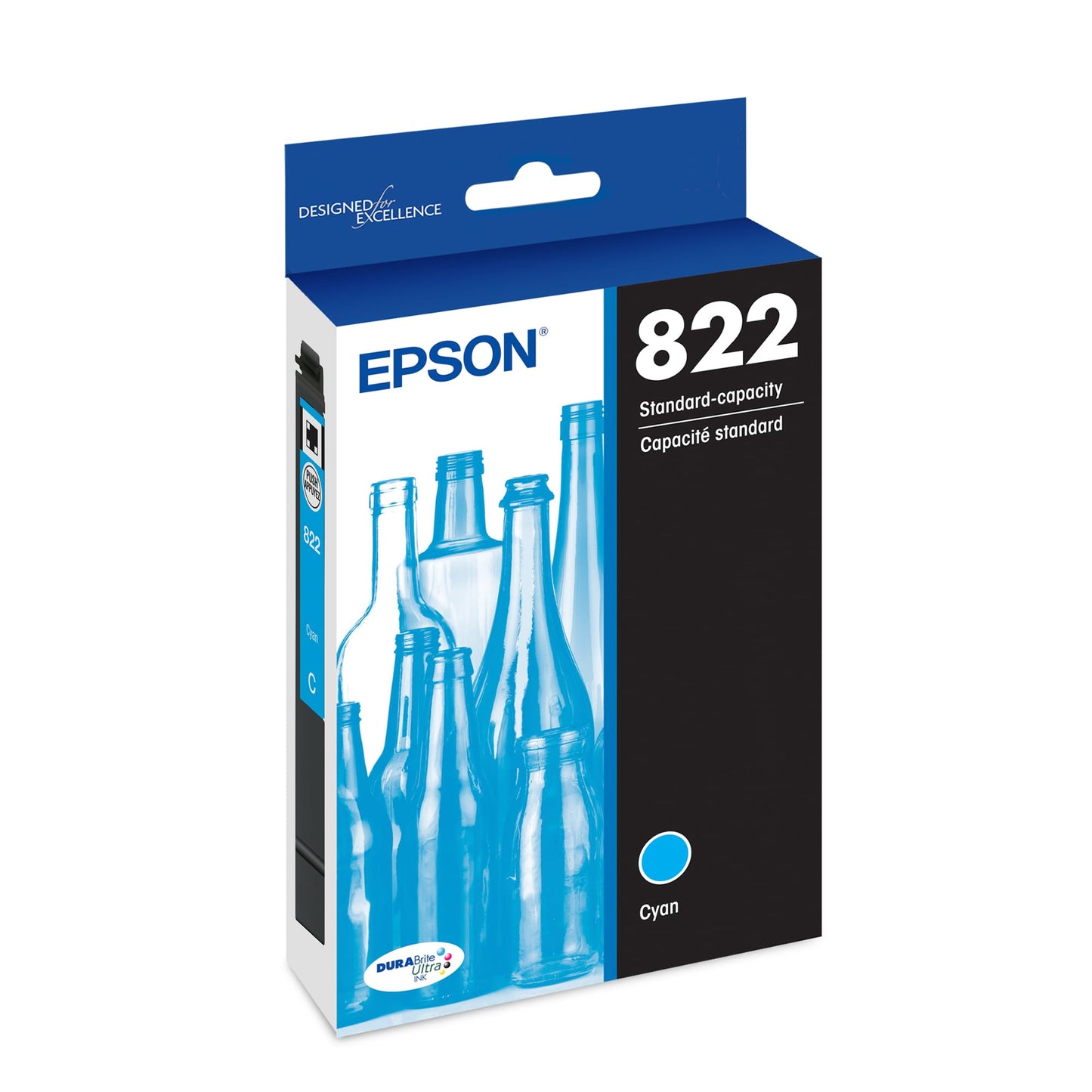 EPSON 822 DURABrite Ultra Ink Standard Capacity Cyan Cartridge (T822220-S) Works with WorkForce Pro WF-3820,3823, 4820, 4830, 4833, 4834