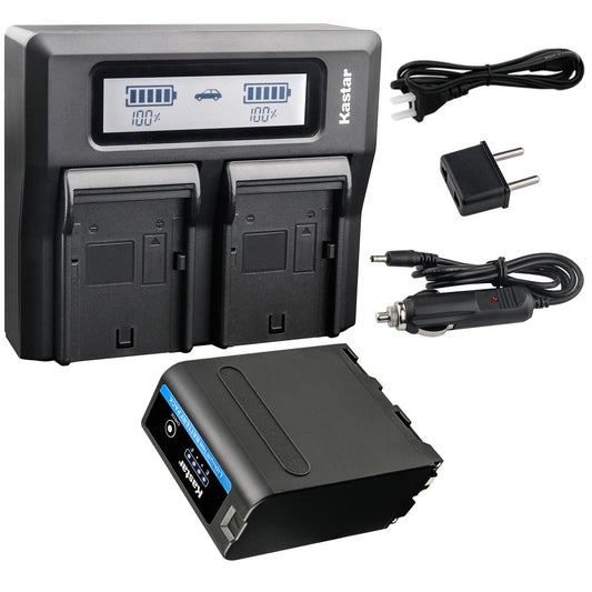 Kastar 1 Pack Battery and LCD Dual Fast Charger for Sony NP-F990 Pro NP-F970 CCD-TRV25 CCD-TRV26 CCD-TRV27 CCD-TRV300 CCD-TRV3000 CCD-TRV315 CCD-TRV35