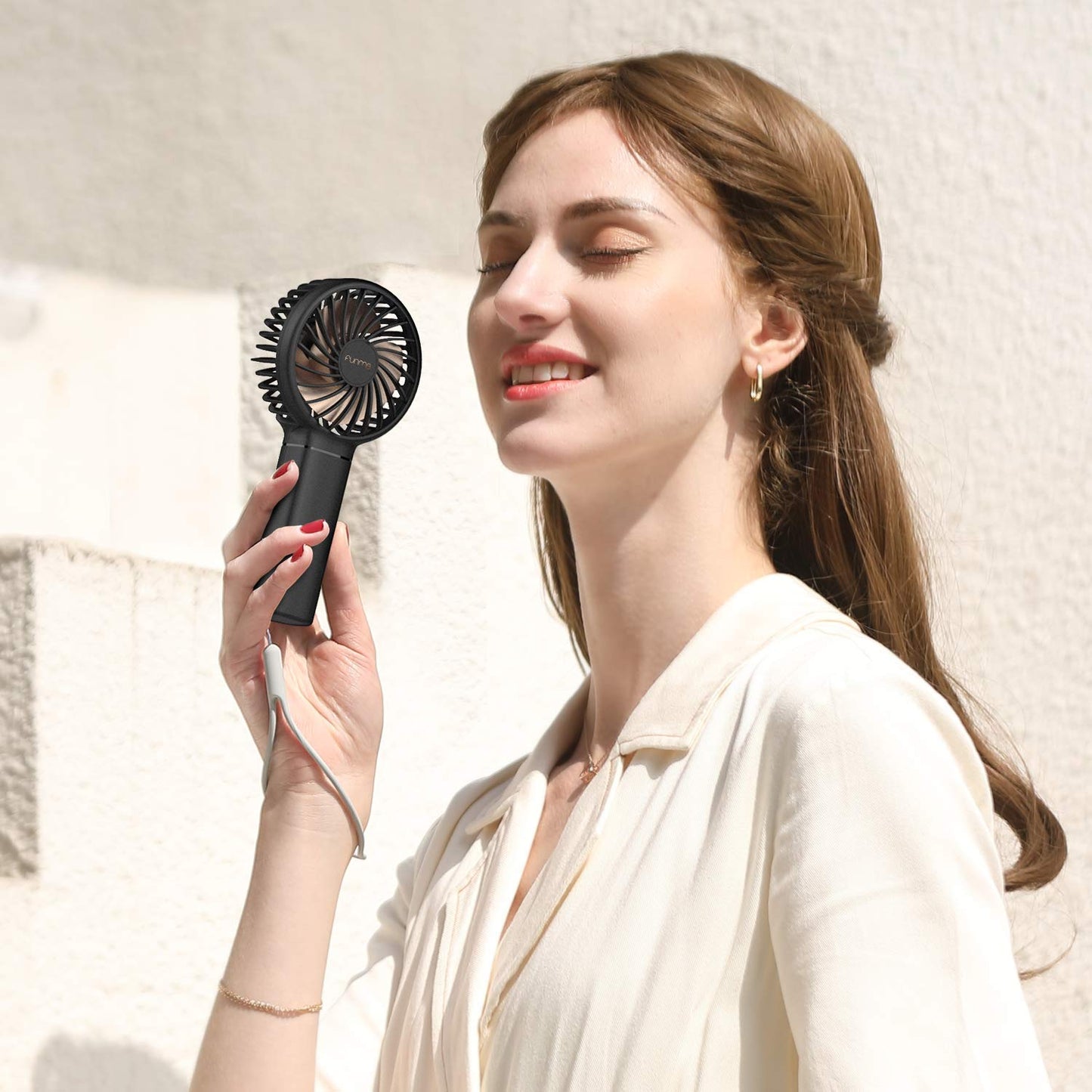 OUTXE Funme Mini Handheld Fan 3500mAh, Small Personal Portable USB Rechargeable Makeup Eyelash Beauty Fan for Women Girls Black
