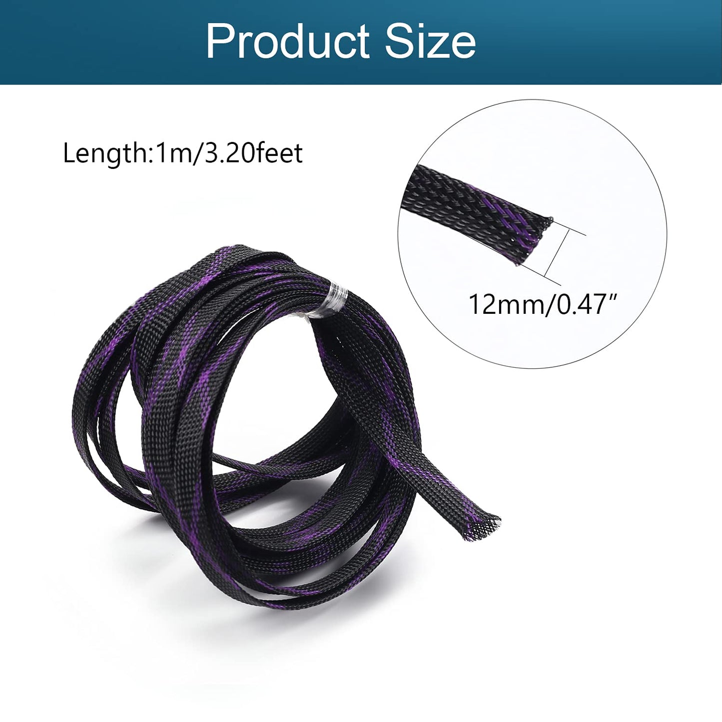 Othmro 16.4ft Length PET Flexible Braided Cable Sleeves 0.47in Width Wire Loom Sleeving and Organizers Flexible Wire Mesh Sleeves for TV Audio PC