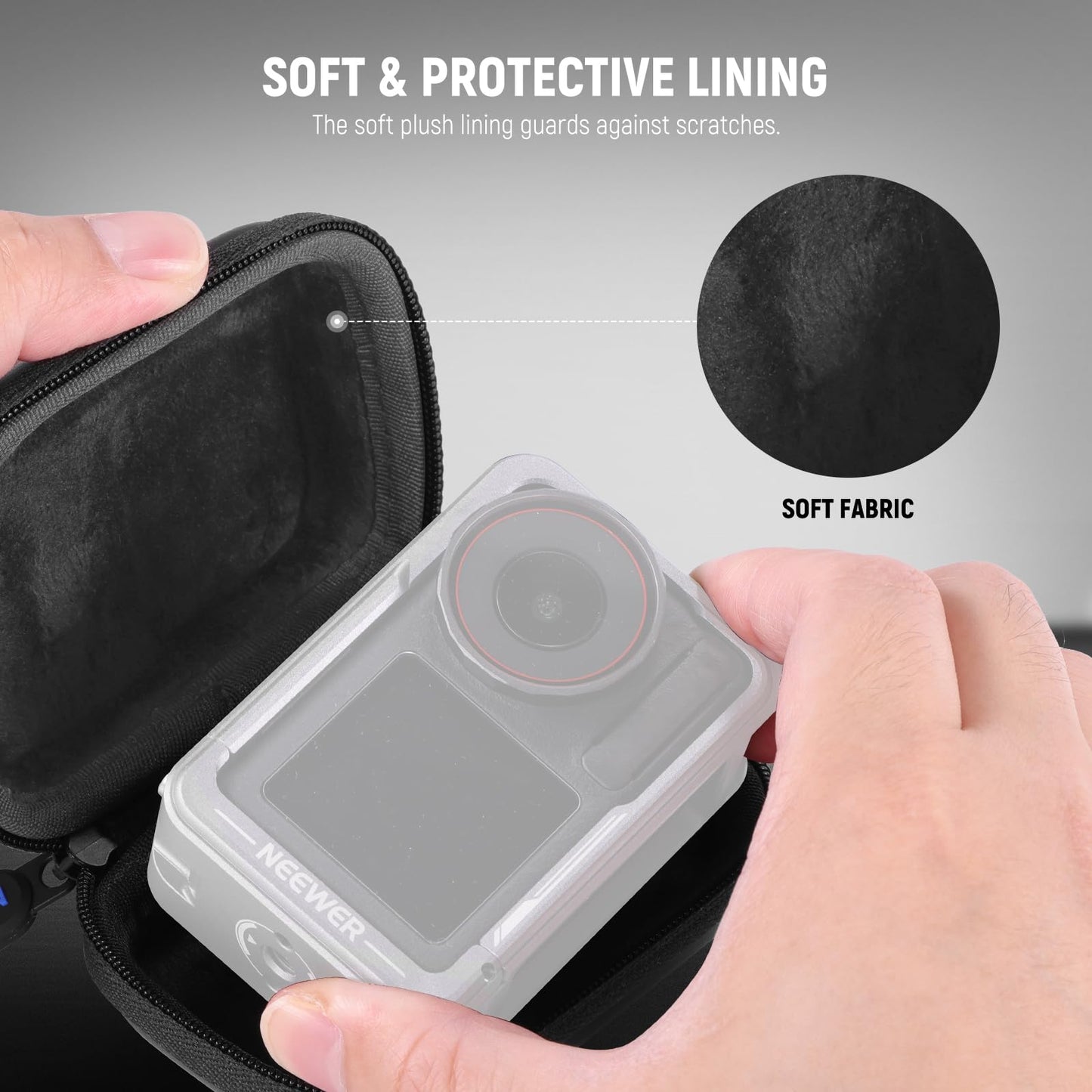 NEEWER Carrying Case Compatible with DJI OSMO Action 5 Pro 4 3, Small Travel Protector Storage Bag with Carabiner Compatible with GoPro Hero 13 12