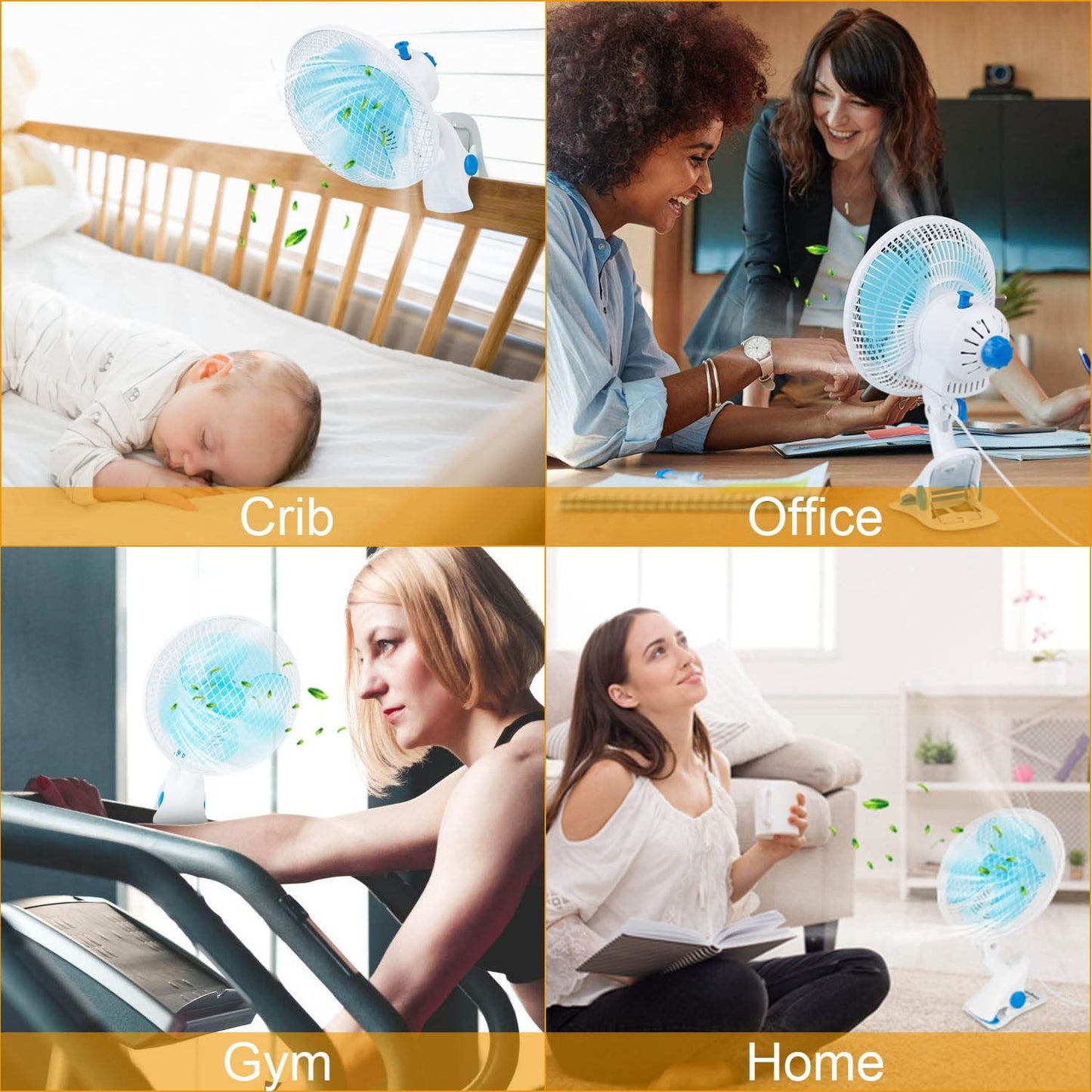 KOCASO Table Fan Clip On Fan 2 Speeds Desk Fan Quiet Clamp Fan Adjustable Tilt Auto Shaking Fan Wall Mount Personal Fan For Desk Office Home Baby