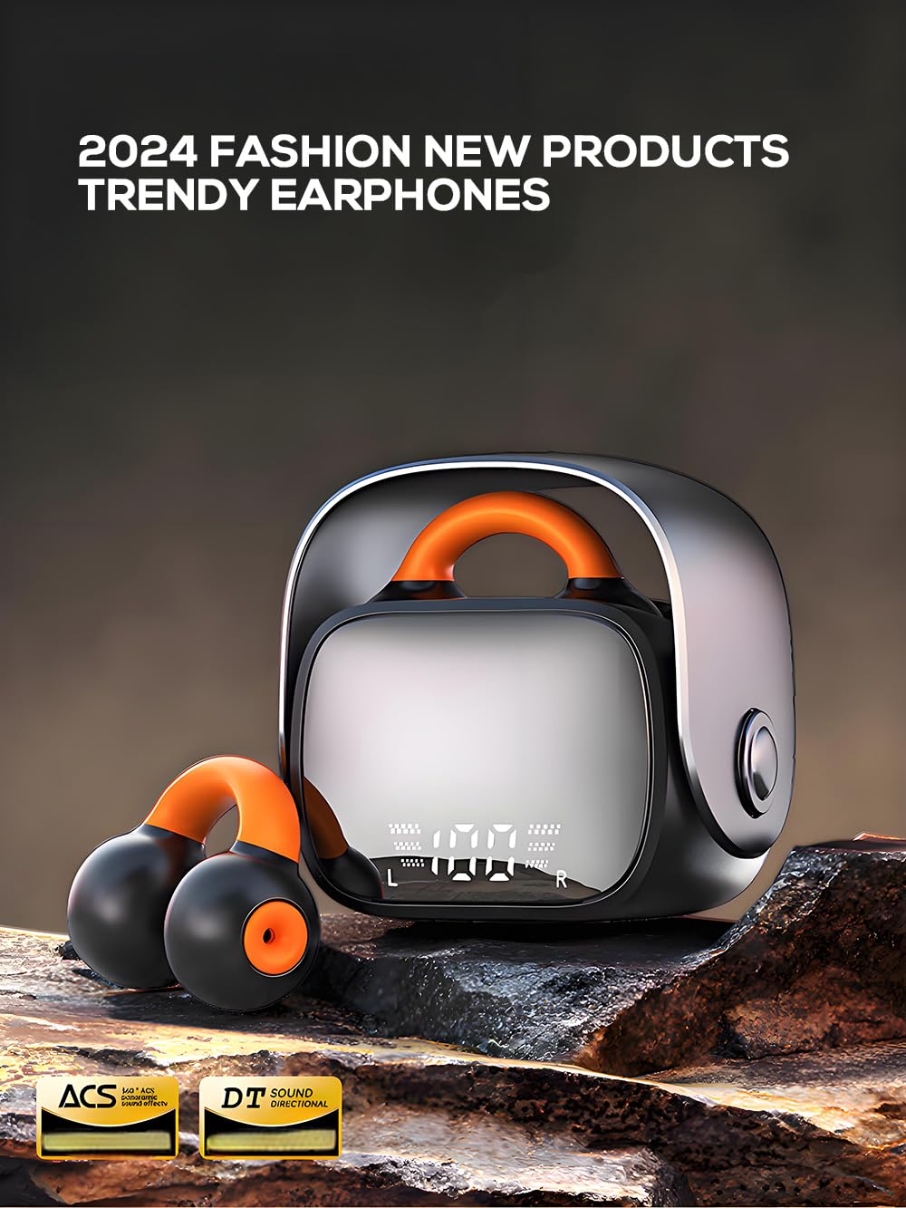 BEVCEFCC Wireless Ear Clip Headphones Bluetooth 5.3 - Lightweight Bone Conduction Earbuds with LED Display, Open Ear Earphones Compact Mini Design…
