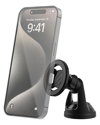 Scosche SMS2WD MagicMount MagSafe Suction Cup Phone Mount for Car Windshield/Dashboard Cell Phone Holder Compatible with Popsocket, Magnetic Stand