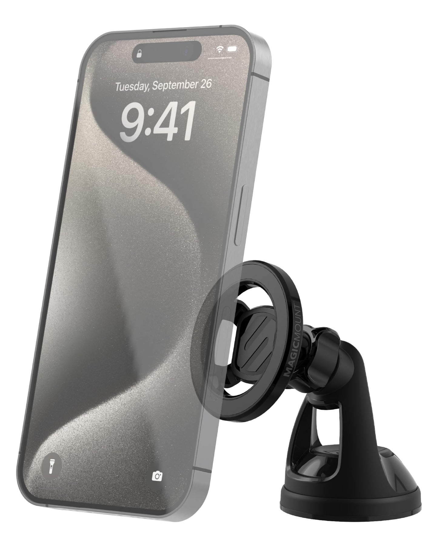 Scosche SMS2WD MagicMount MagSafe Suction Cup Phone Mount for Car Windshield/Dashboard Cell Phone Holder Compatible with Popsocket, Magnetic Stand