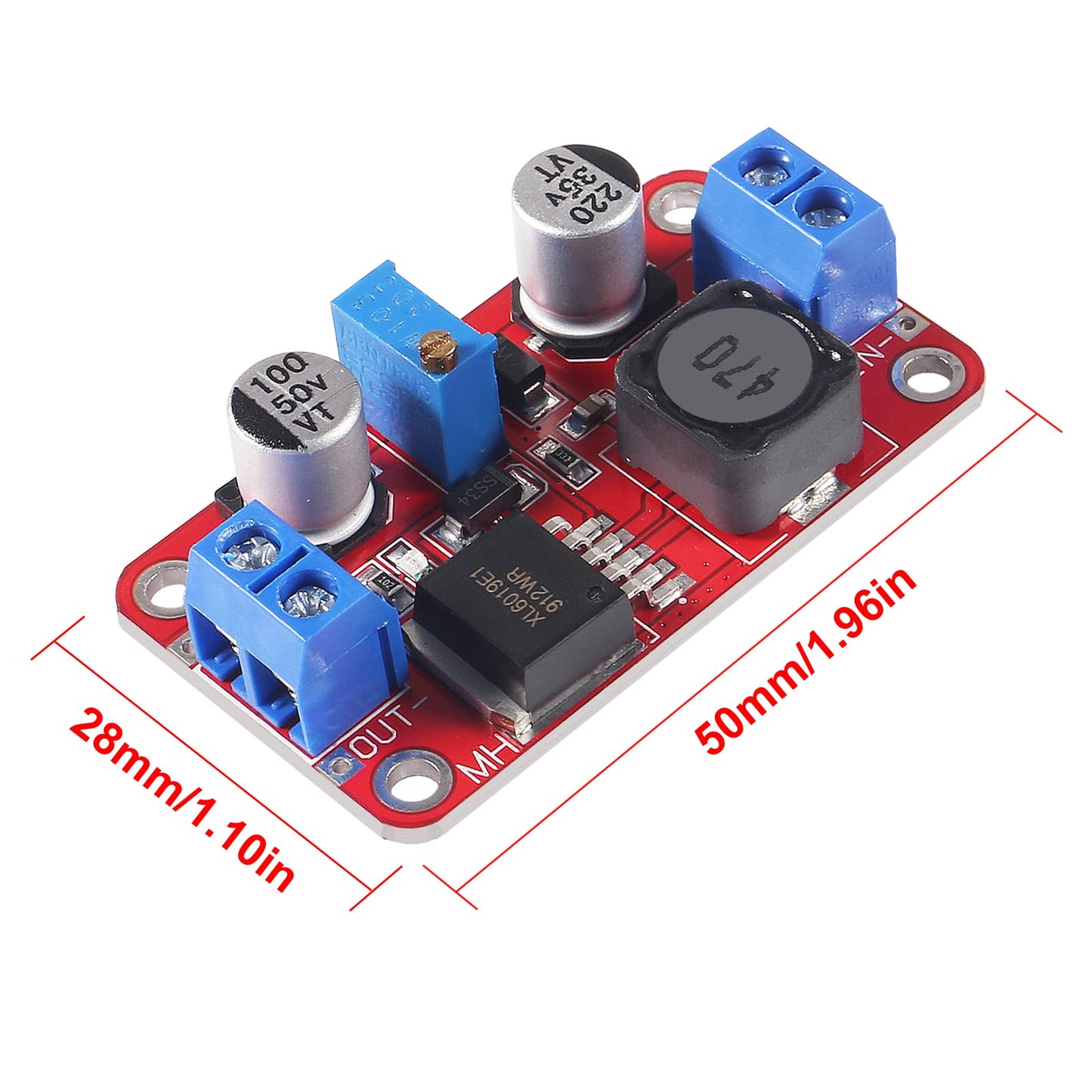 4PCS XL6019 5A Step Up Power Module, Adjustable DC-DC 3.3V-35V to 5V 6V 9V 12V 24V Voltage Regulator Power Modules Boost Module