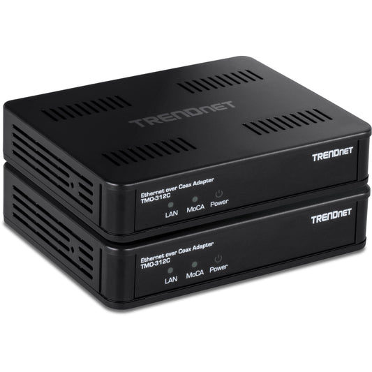 TRENDnet Ethernet Over Coax MoCa 2.5 Adapter (2-Pack), TMO-312C2K, Backward Compatible with MoCA 2.0/1.1/1.0, RJ-45 Gigabit LAN Port, Supports Net