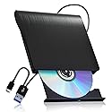 juwuoi External CD/DVD Drive for Laptop PC CD DVD Player USB 3.0 Portable Optical Drive CD Burner Compatible with Windows 10 11 Linux Mac OS (Black)