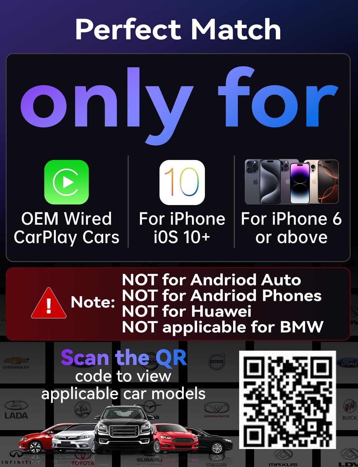 Mavlou Carplay Wireless Adapter for iPhone, Latest Upgrade Carplay Dongle, Stable Fast Convert Wired to Wireless CarPlay, Plug & Play OTA Upgrade