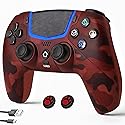 Linhugame Wireless Controller for PS5, Compatible With PS5/Pro/Slim/PC, Bluetooth Gaming Controller with Hall Joysticks/LED Channel Light/Turbo/6-Axis