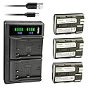 Kastar 3-Pack Battery Charger Replacement for Canon BP-508, BP-511, BP-512, BP-514, BP-522, BP-535, Canon CB-5L, CG-580 Charger, Battery Grip BG-E2N