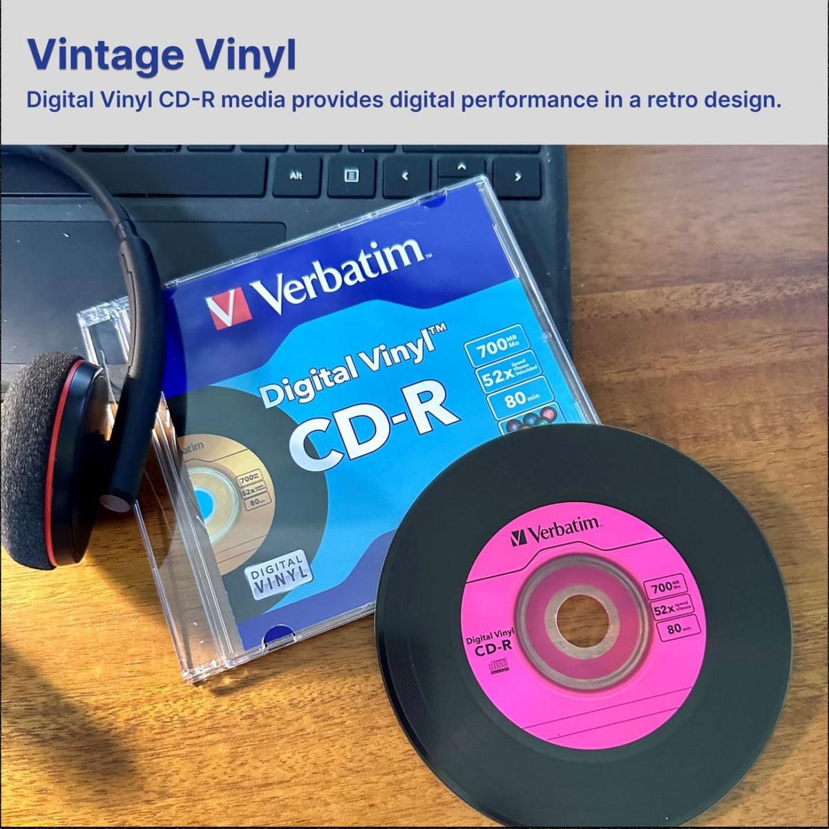 Verbatim Digital Vinyl CD-R 700MB 52X Recordable Discs, 50 Pack