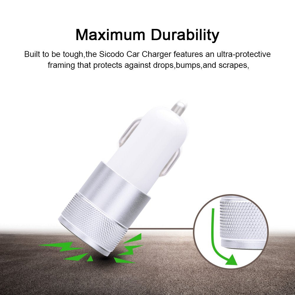 Car Charger,Sicodo 3.4A 2 Pack USB Smart Port Charger Compatible with iPhone 17 16 15 14 13 SE 12 X Pro, Max, Samsung Galaxy S26 S25 S24 S23 S22