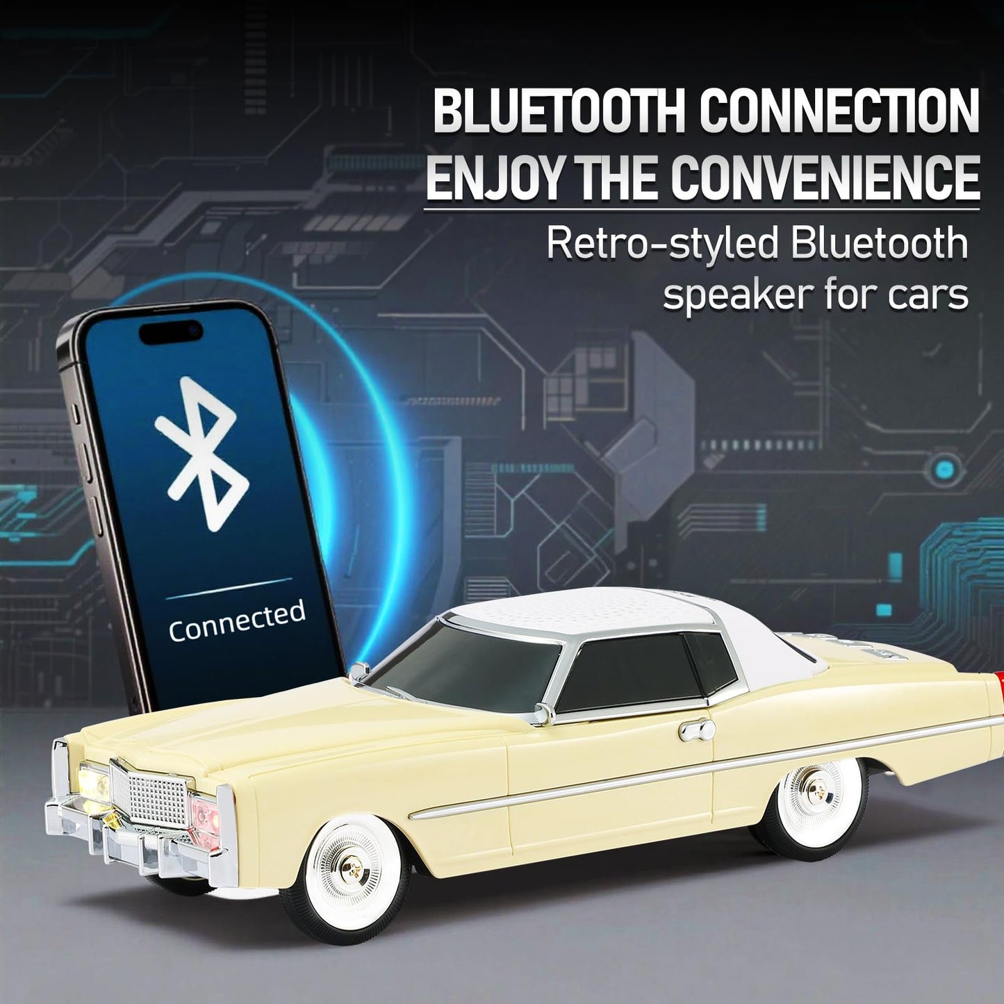 WSTER WS-1966 Retro Sedan Bluetooth Car Replica Speaker - HD Stereo, TWS, FM, USB/TF, LED Lights, Type-C - Portable Model Car Speaker with Mic