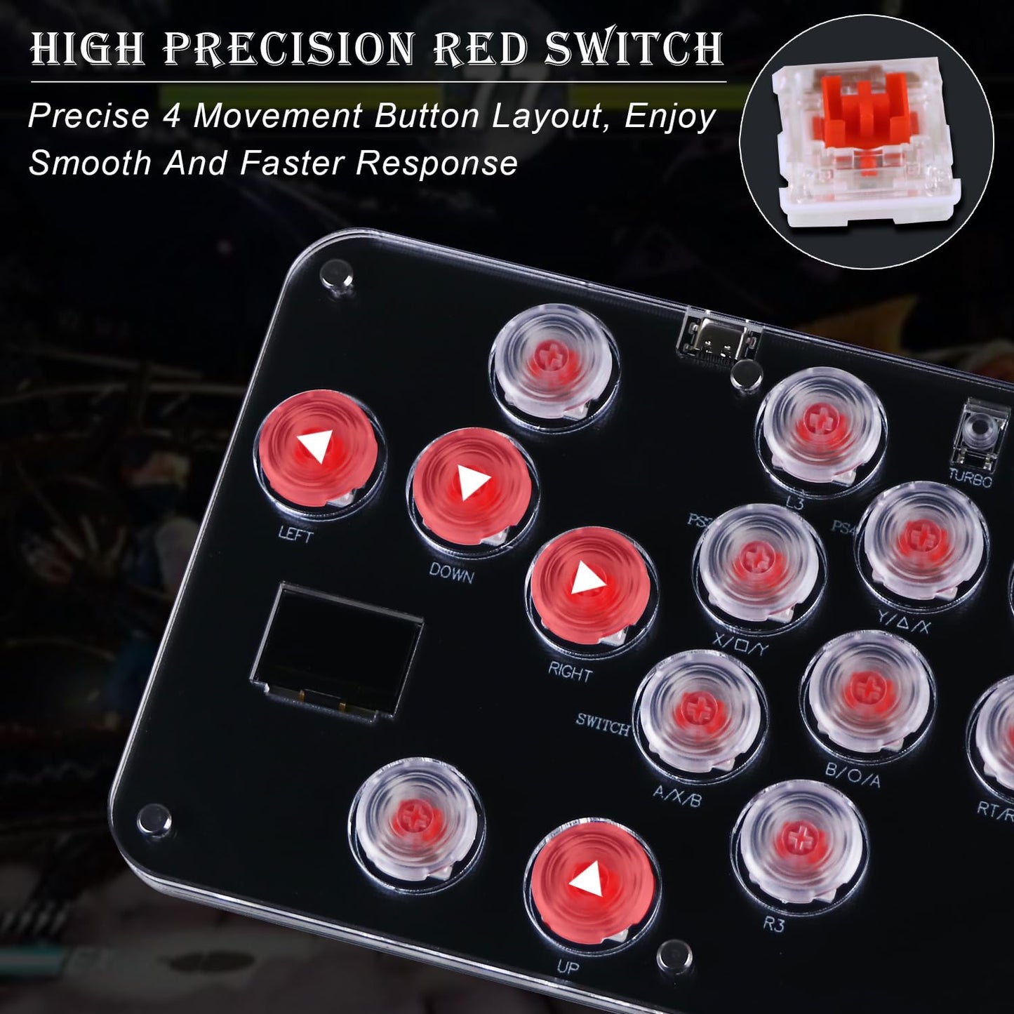 DO-CAM Leverless Controller Arcade Stick R16, Arcade Stick All-Button Controller for PC/PS3/PS4/Steam/Switch, Arcade Stick Street Fight with Turbo