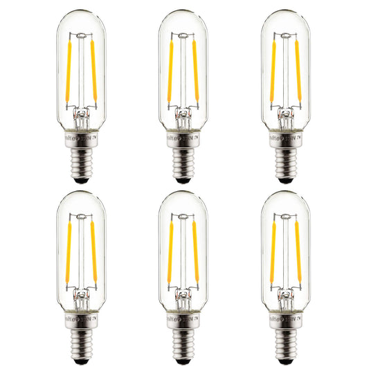 Sunlite 40237 LED Filament T8 Tubular Light Bulb, 2 Watts (25W Equivalent), Candelabra E12 Base, Dimmable, 85 mm, UL Listed, 120 Lumens, 2200K Amber