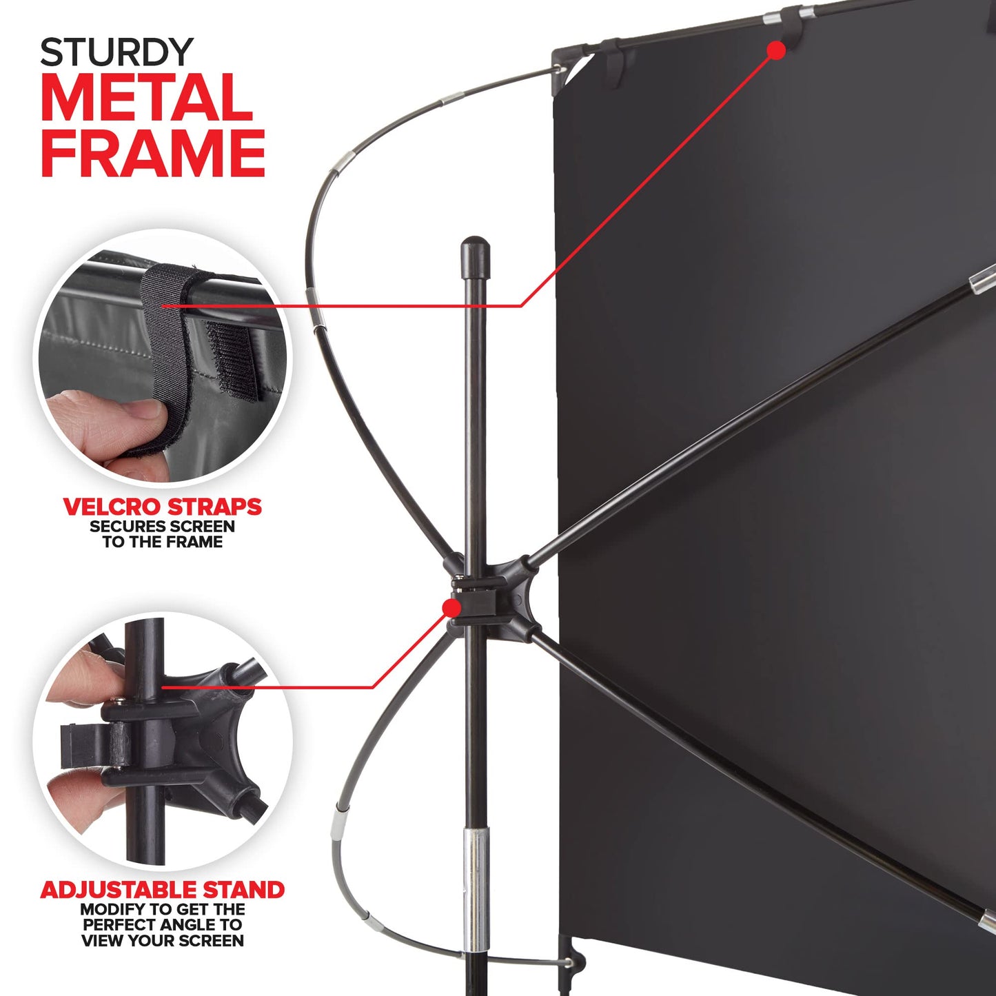Modern Innovations 80 Inch HD Outdoor Movie Screen, Portable Outdoor Projector Screen and Stand for Indoor or Backyard Use, Foldable Frame, Movie