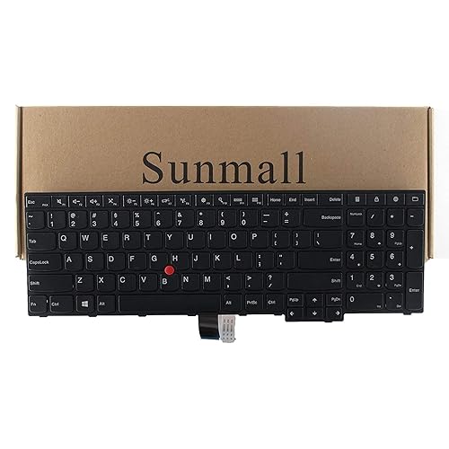 SUNMALL Laptop Keyboard Replacement with Frame Compatible with Lenovo Thinkpad E550 E550C E555 E560 E565 Series Laptop Black US Layout