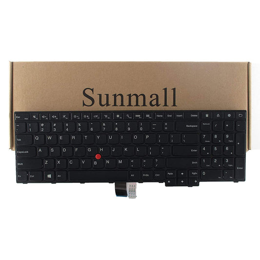SUNMALL Laptop Keyboard Replacement with Frame Compatible with Lenovo Thinkpad E550 E550C E555 E560 E565 Series Laptop Black US Layout