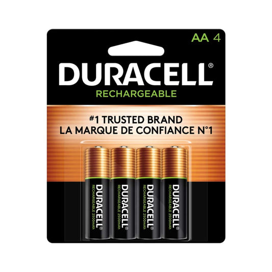 Duracell AA NiMH rechargeable blister pack, 4 per pkg. 2500mAh