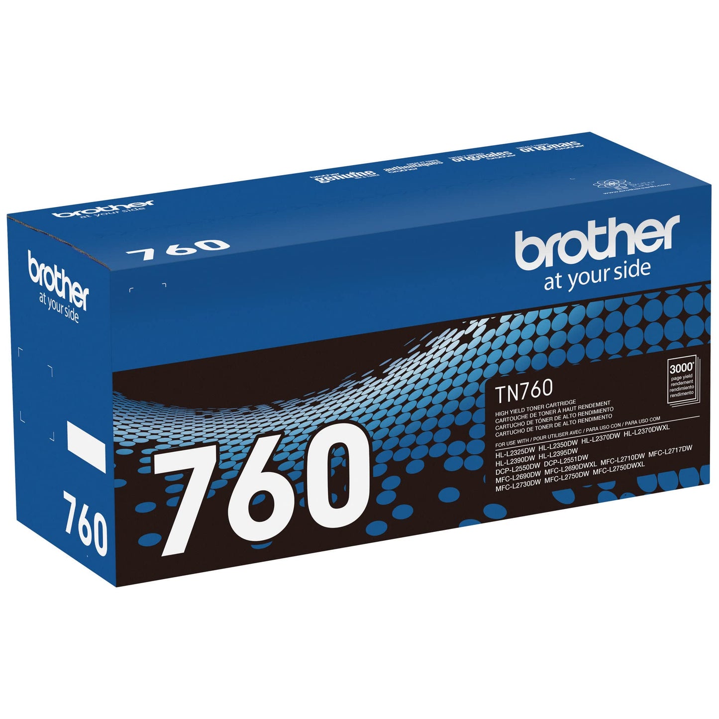Brother Genuine TN760 High Yield Black Toner Cartridge, (for use with MFC-L2710DW MFC-L2750DW HL-L2350DW HL-L2370DW HL-L2395DW HL-L2390DW DCP-L2550DW