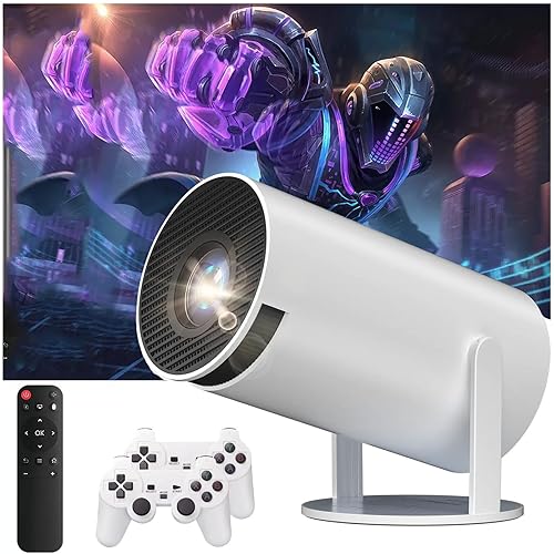 [270°Adjustable Stand] Smart Mini Projector with WiFi 6 and Bluetooth, Auto Keystone Outdoor Movie Projector 1080P HD 200 ANSI Support,Portable Home