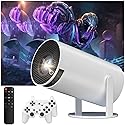 [270°Adjustable Stand] Smart Mini Projector with WiFi 6 and Bluetooth, Auto Keystone Outdoor Movie Projector 1080P HD 200 ANSI Support,Portable Home
