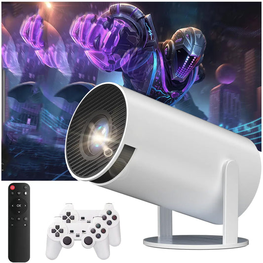 [270°Adjustable Stand] Smart Mini Projector with WiFi 6 and Bluetooth, Auto Keystone Outdoor Movie Projector 1080P HD 200 ANSI Support,Portable Home