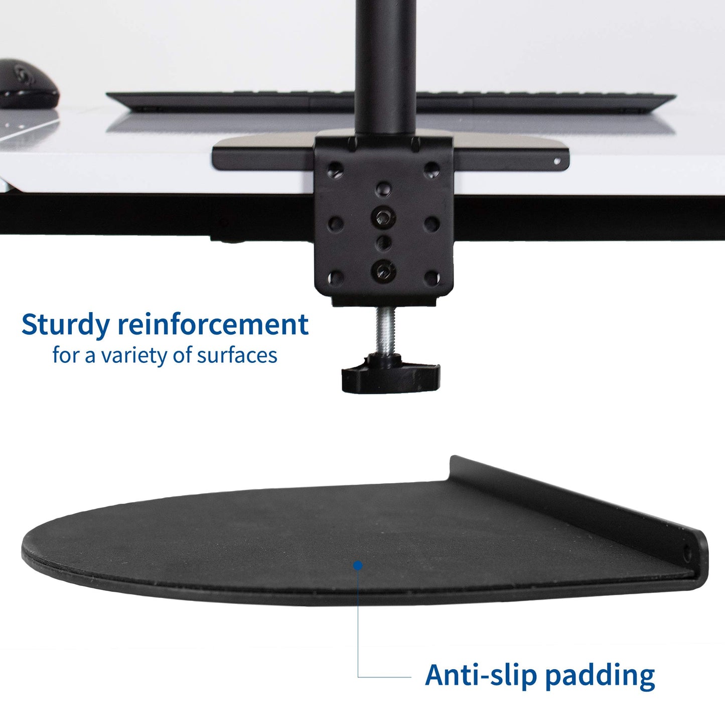 VIVO Steel Reinforcement Bracket Mount Plate for Thin, Glass, and Other Fragile Table Top Surfaces, Compatible with Most Monitor Stand C-Clamp