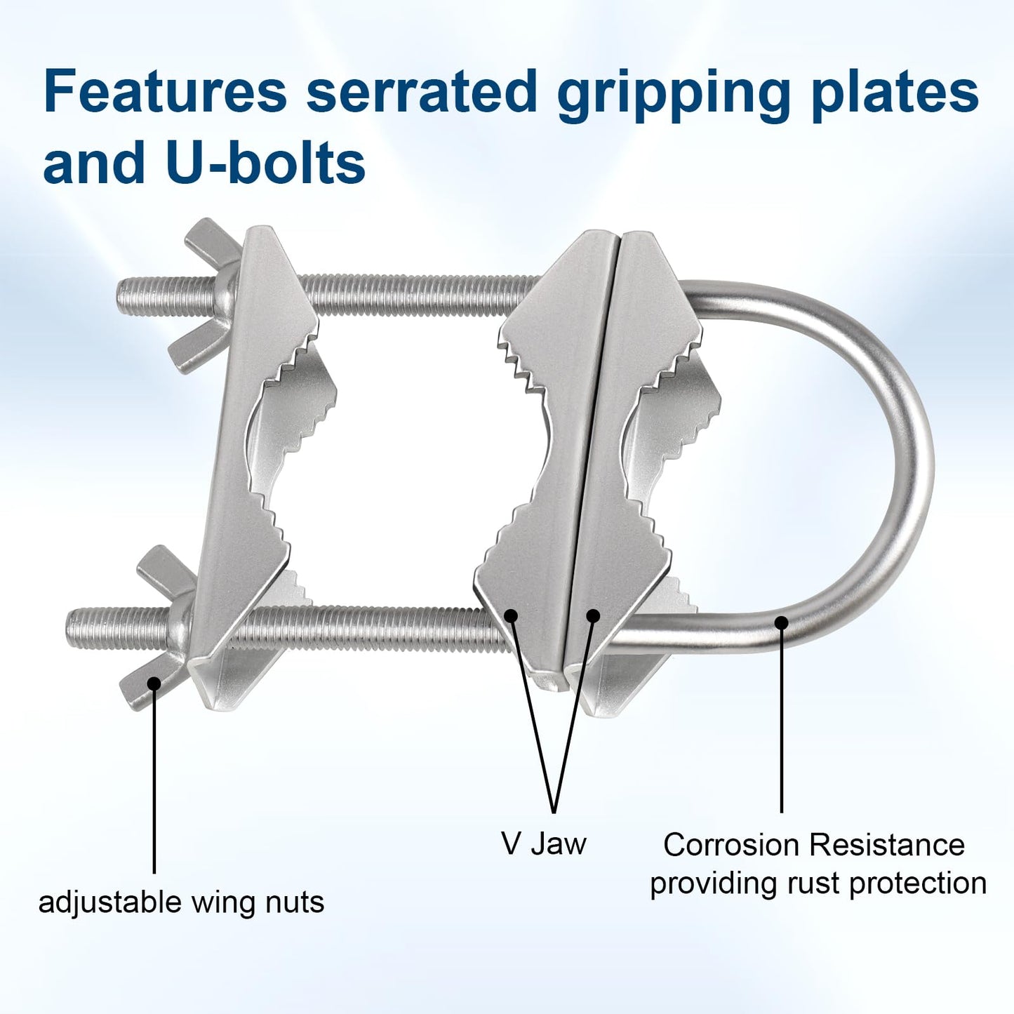 Dual Antenna Mast Clamp, Galvanized Iron U-Bolt Mounting Bracket for Antennas, Surveillance Poles, Outdoor Equipment, and Flagpoles 2PCS