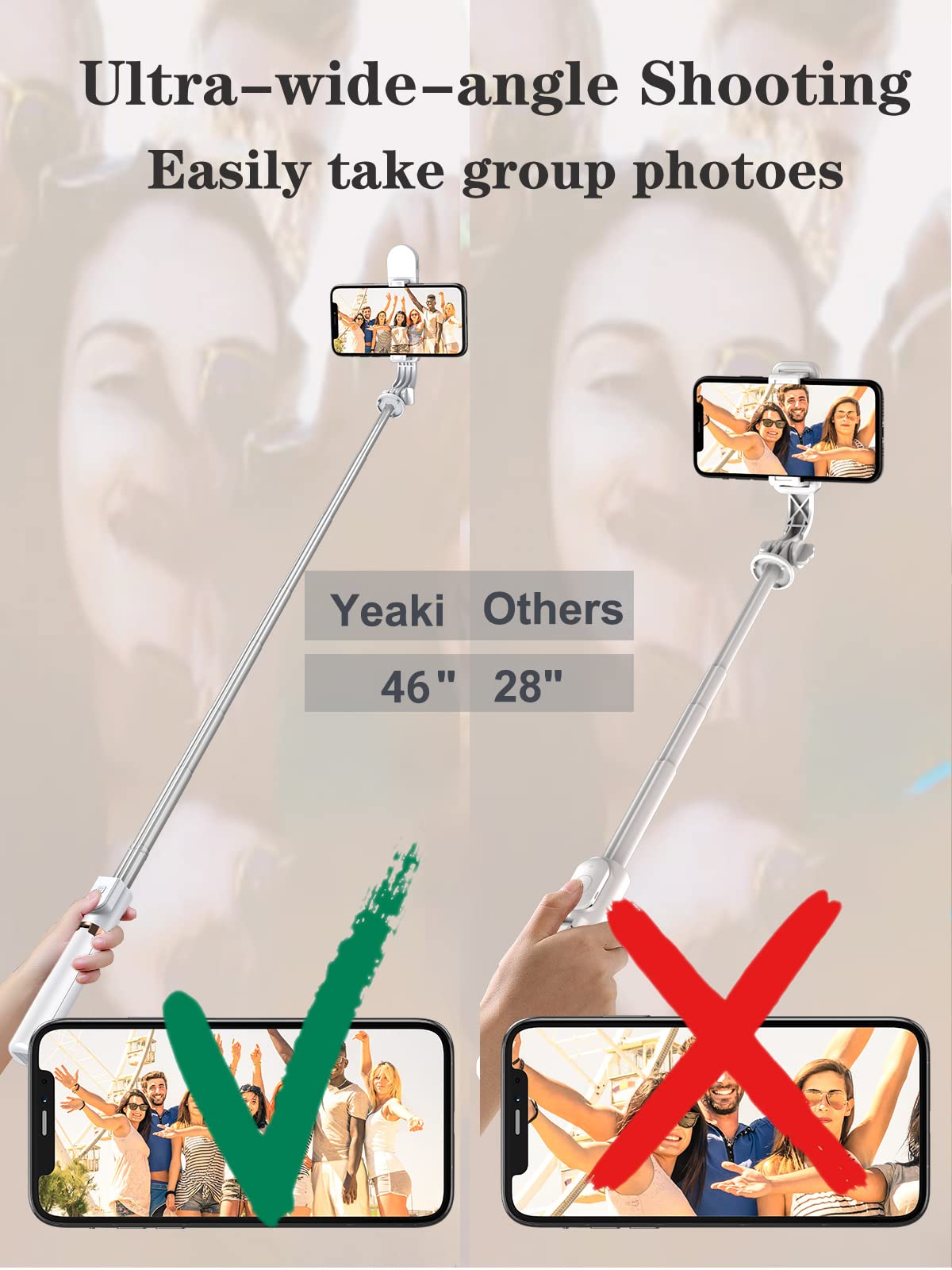Selfie Stick Tripod with Wireless Remote, 46'' Cellphone Selfie Stick Tripod with LED Fill Light, for iPhone 16/15/14/14 pro/13/13 Pro/12/11/11 Pro/XS
