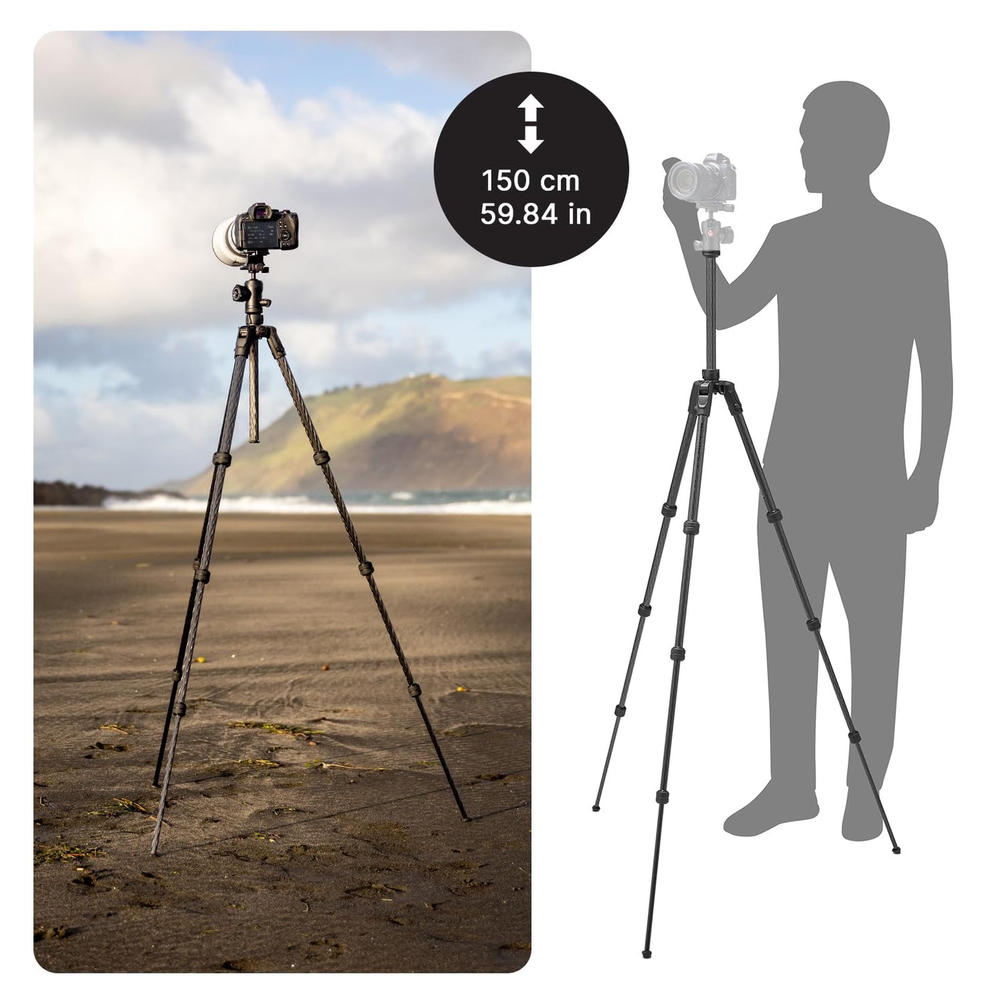 Manfrotto Befree GT PRO Tripod Legs, Professional Travel Tripod, Aluminium Camera and Video Tripod, Twist Lock, Compact and Portable, for DSLR