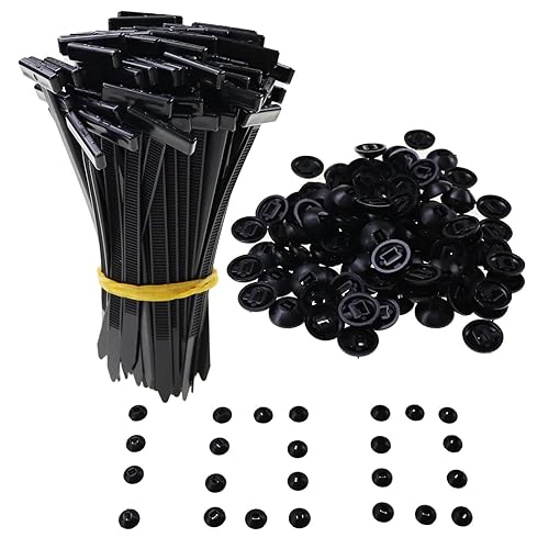 Nihfien 100 Pcs Upgraded Nylon Universal Cable Tie Buckle, Heavy Duty Self-Locking Rivet Zip Ties, Multifunctional Cable Tie Buckle for Car Daily