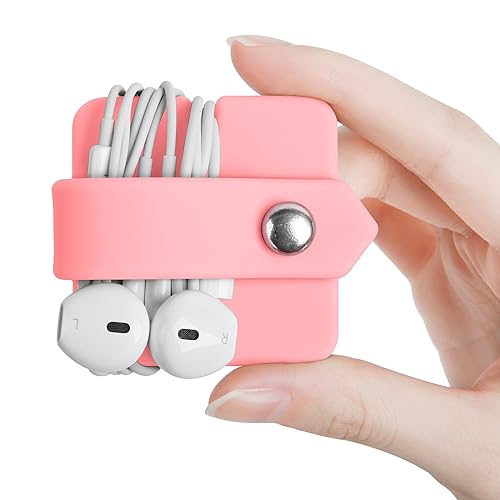 ELFRhino Silicone Earphone Organizer Earphone Wrap Winder Headphone Cord Organizer Wrap Winder Manager/Cable Winder(Pink, 1 Piece)