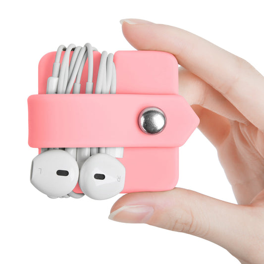 ELFRhino Silicone Earphone Organizer Earphone Wrap Winder Headphone Cord Organizer Wrap Winder Manager/Cable Winder(Pink, 1 Piece)
