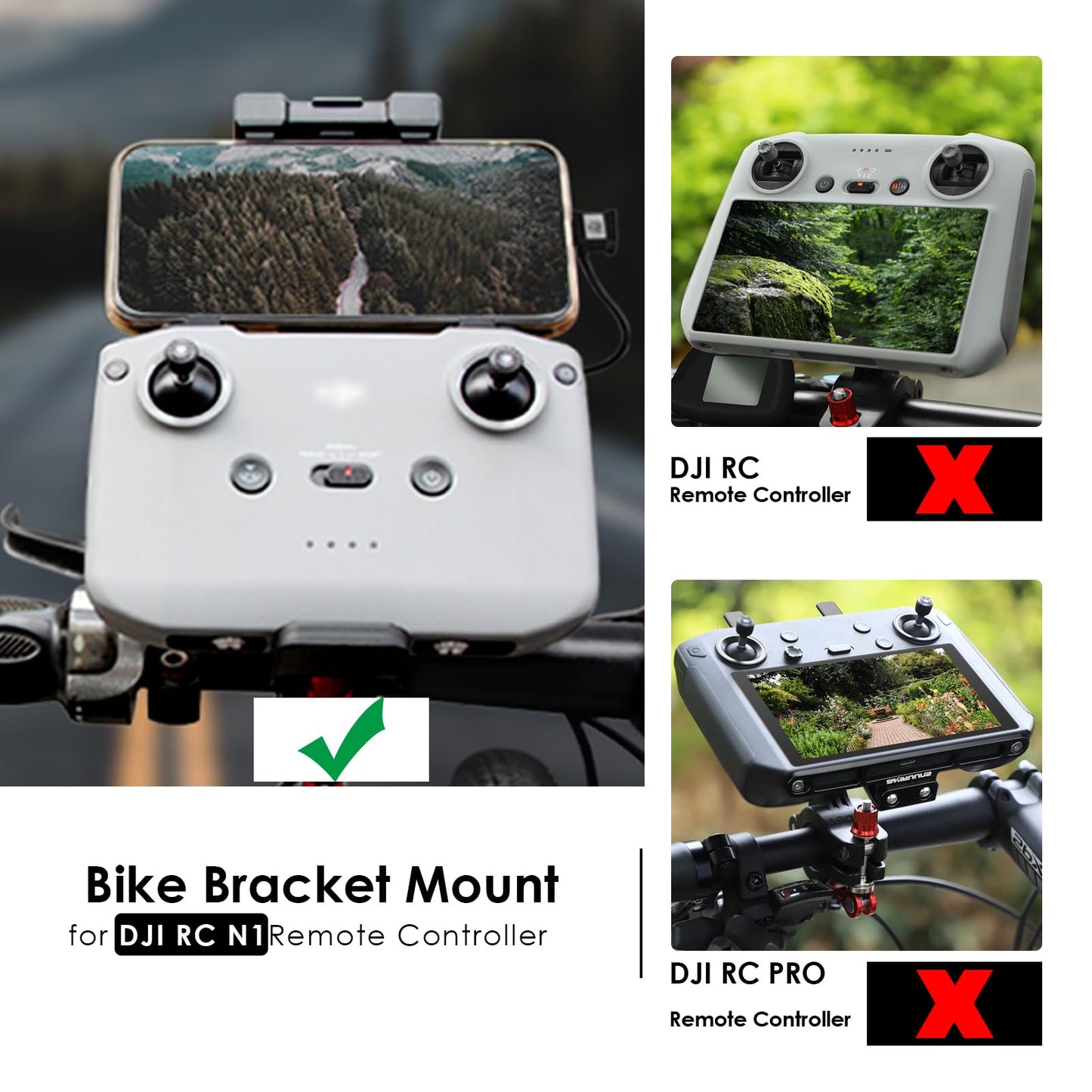 Generic XINANEE Bike Mount for DJI RC-N1/N2 Controller Handle Bar with 360 Rotatable Clamp for Action Cameras
