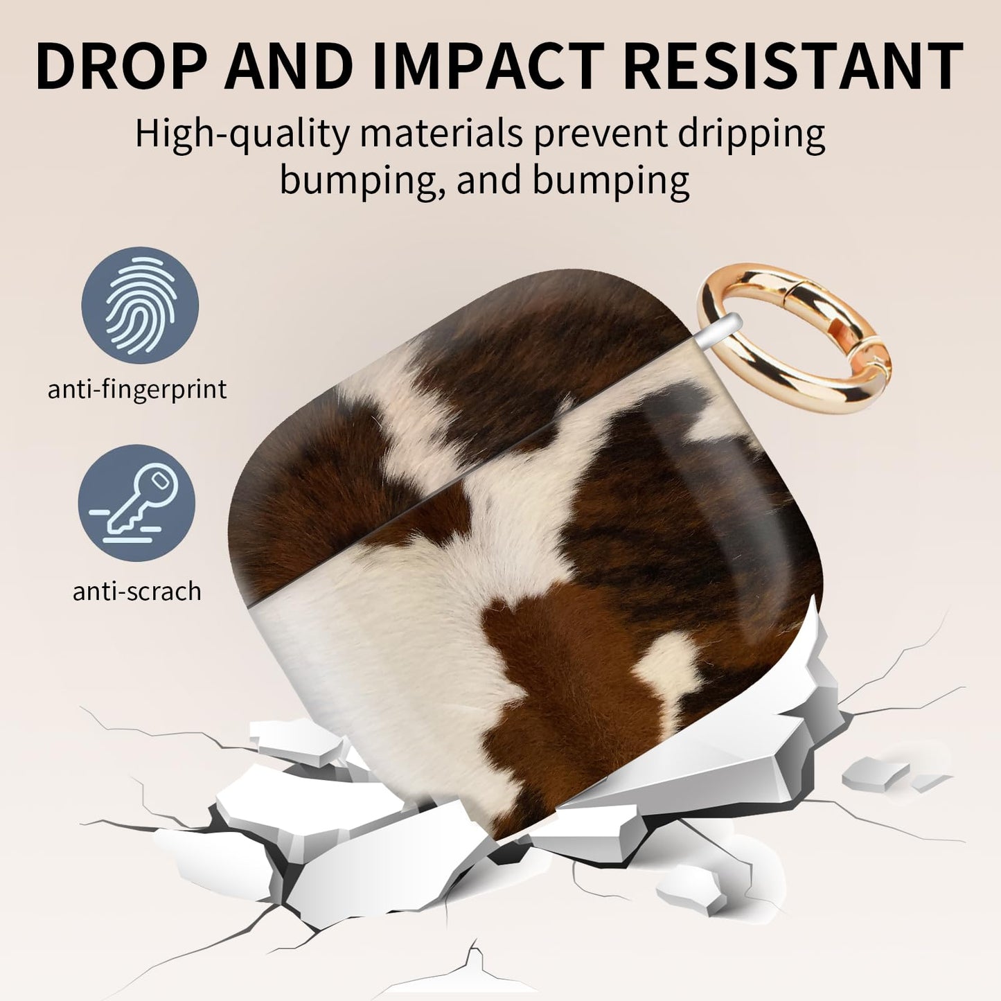 Case Cover Compatible with AirPod 4th Generation 2024, Shockproof for Women & Girls with Golden Round Buckle - Protective, Anti-Drop Design(Brown