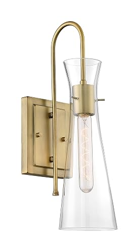 NUVO 60/6857 Bahari 1-Light Fixture Wall Sconce, Vintage Brass