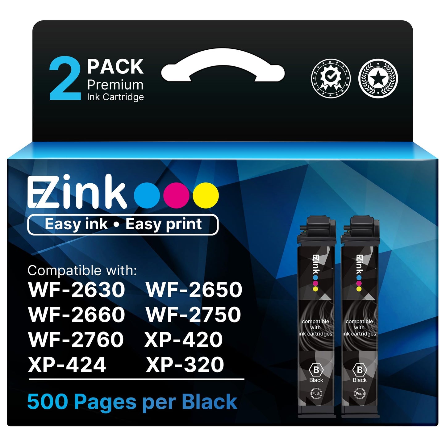 E-Z Ink Remanufactured Ink Cartridge Replacement for Epson 220XL (2 Black)