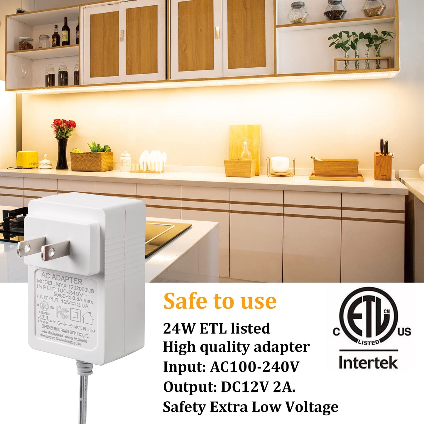 WOBANE Under Cabinet LED Lighting Kit, 6 PCS Dimmable LED Strip Lights with Remote Control Dimmer, 24W Adapter, Hidden 2700K Warm White Set, Bright