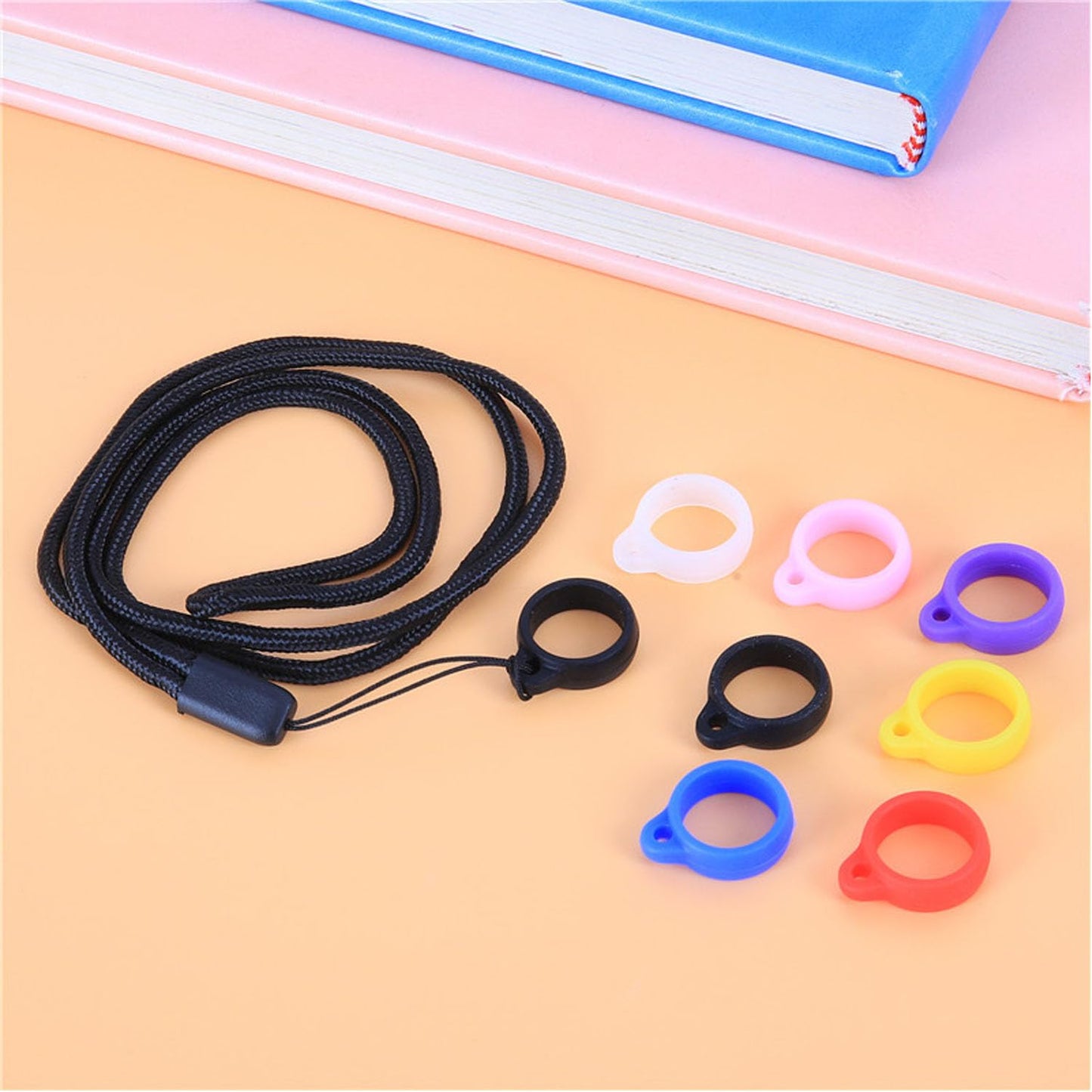 UtySty 20 Pack Anti-Lost Lanyard Set with Anti-Lost Silicone Rubber Ring Multipurpose Non Slip Elastic Loop Holder Lanyards Strap Neck Pendant for Air
