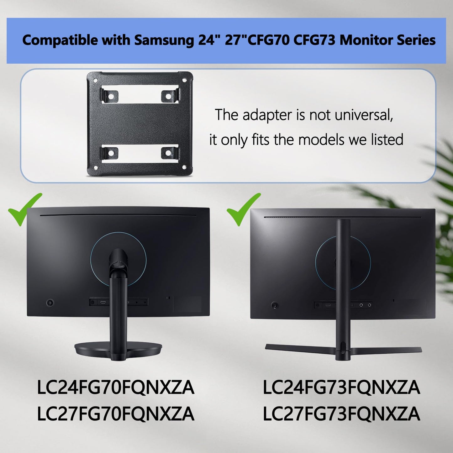 CFG70 Vesa Mount Compatible with Samsung CFG70 CFG73 24in 27in Curved Monitor for LC24FG70FQNXZA, LC27FG70FQNXZA, LC24FG73FQNXZA, LC27FG73FQNXZA