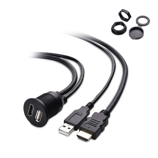 Cable Matters Car Stereo HDMI and USB Port Extender Cable/USB HDMI Car Mount Cable - 3 Feet